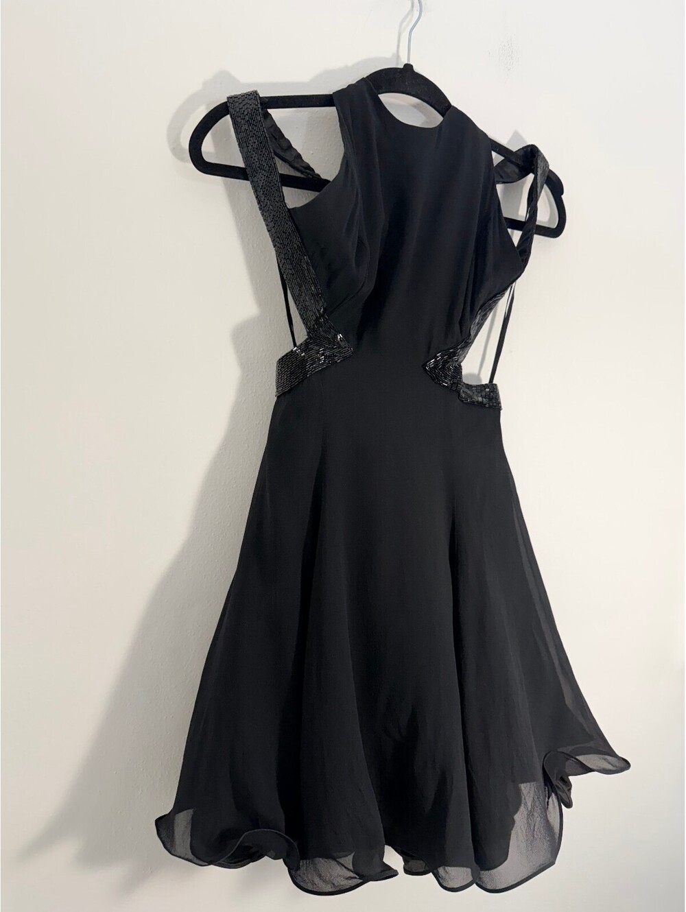 Vintage Niteline Della Roufogali 100% Silk Beaded Cutout Dress Size 4 - Picture 4 of 8